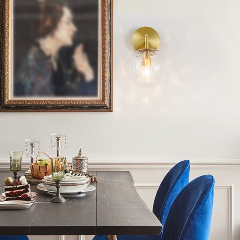 Single Modernism Golden Finish Glass Shade Unique Bathroom Vanity Light