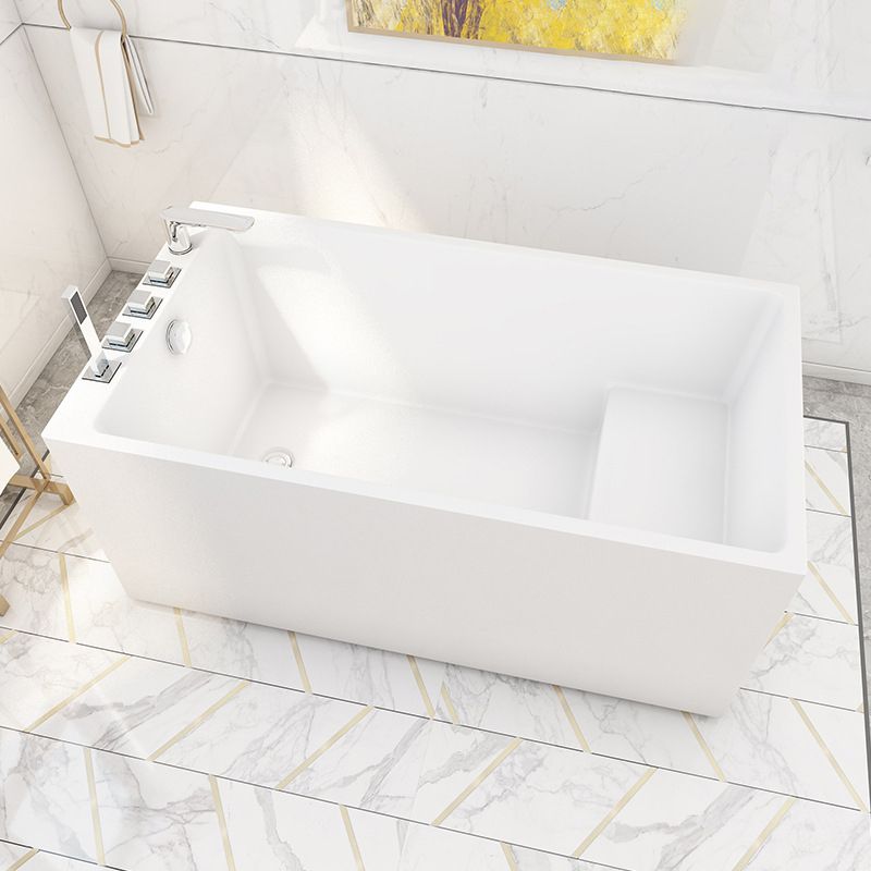 Contemporary Style White Acrylic Tub Rectangular Soaking Tub for Home