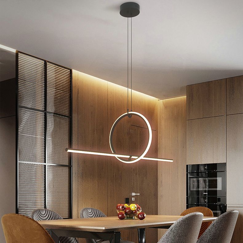 Lineair eilandverlichtingsideeën Modern Metal 2 Light Island Lights in Black