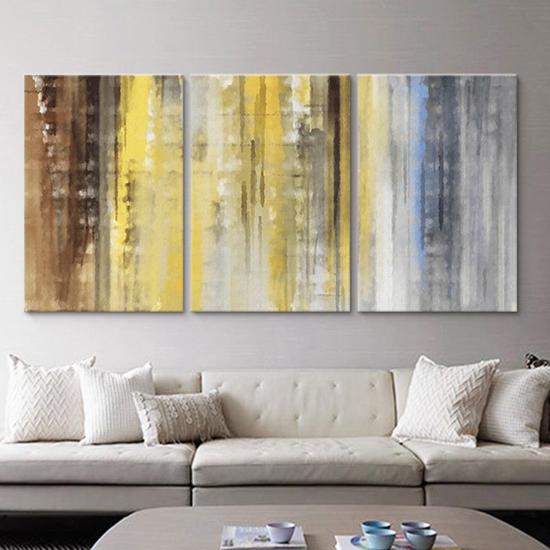 Canvas Multi-Piece Painting Modern Abstract Wall Art Print in Yellow and Brown for Home