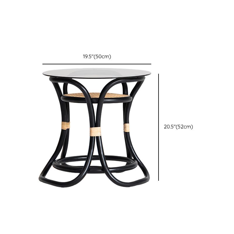 20.47" Tall Abstract Side Table Glass Top Sofa Side Accent Table
