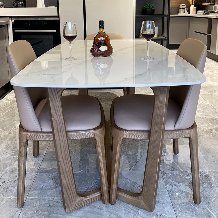 Home Dinner Room Kitchen Table Traditional Luxury Stone and Wood Dining Site Table