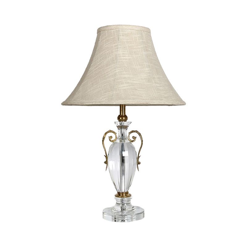 La lampe de table de nuit de nuits de cloche en pierre claire 1 bulbe contemporain avec ombre en tissu