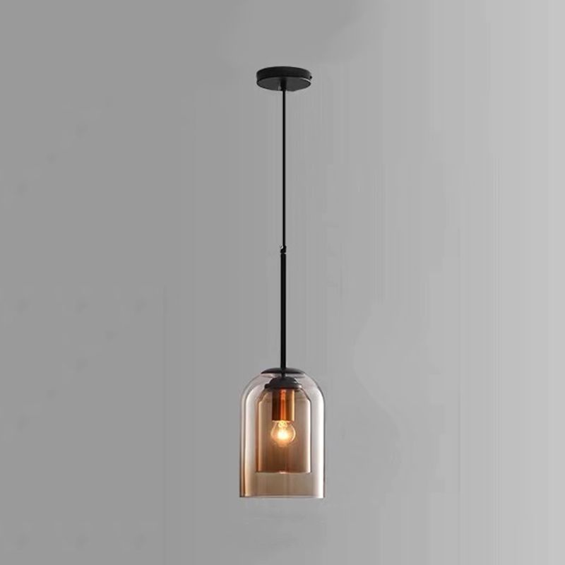 Double Glass Indoor Pendant Light in Modern Creative Style Wrought Iron Hanging Lamp
