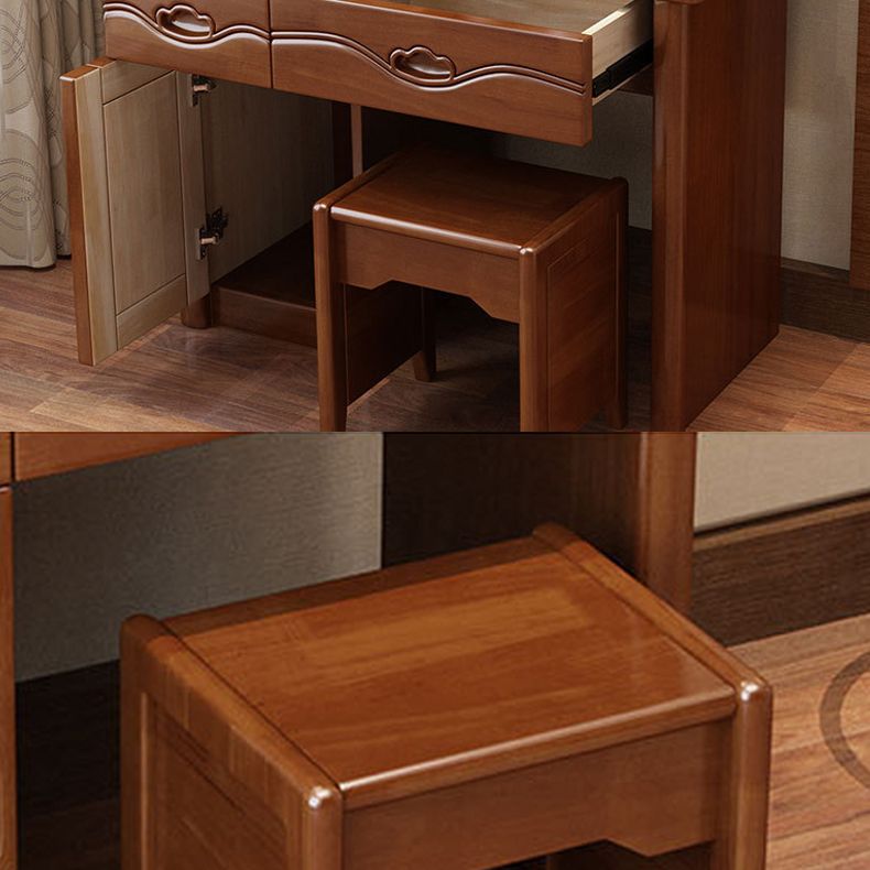 Traditional Makeup Table with 2 Drawers Vanity Tables with Mirror