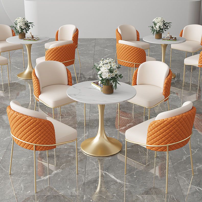 Glam Metal Dining Room Chair Faux Leather Dining Chairs for Home Use