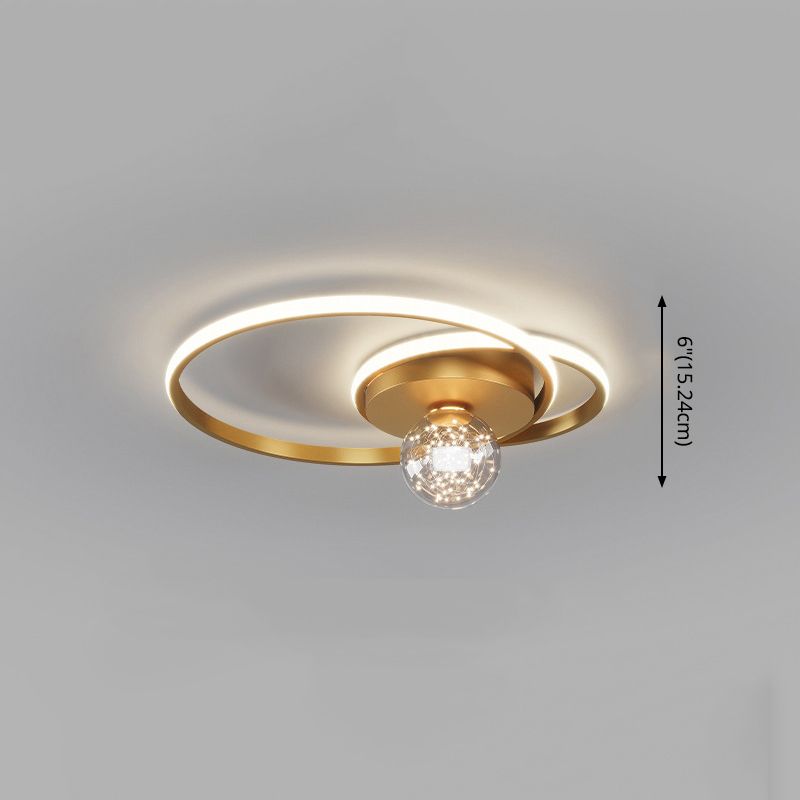 Kadervormige LED Plafondlamp Minimalistische Metalen Slaapkamer Flush Mount Licht met Glass Shade