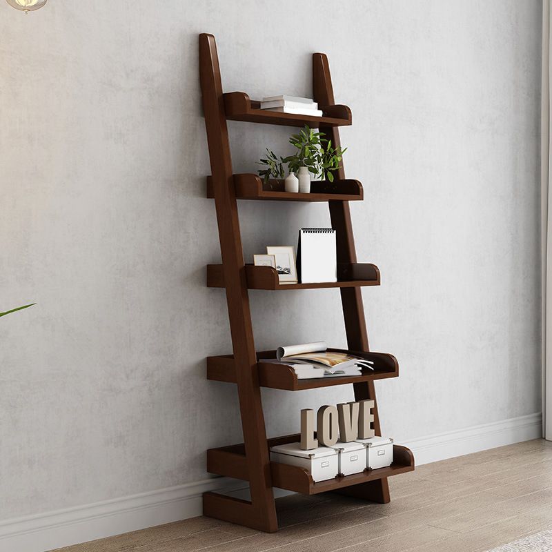 Modern Solid Wood Bookshelf Open Back 5-shelf Bookcase for Living Room