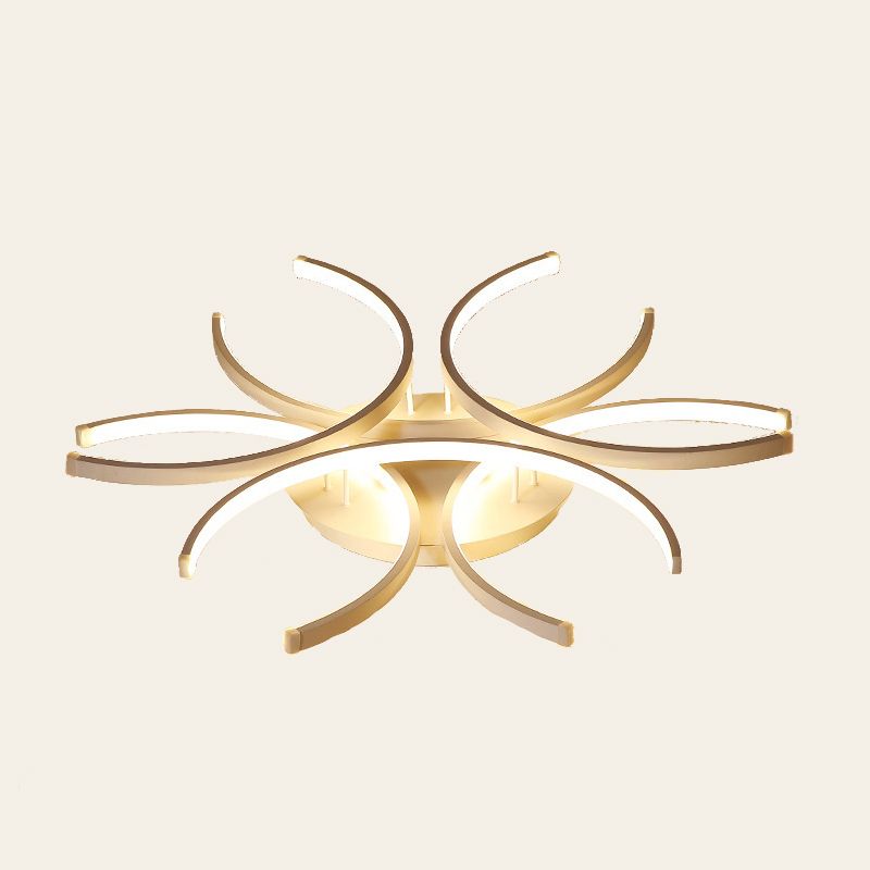 Zeitgenössische Flush -Leuchten linear 6 Leuchtmetall Flush -Brunnenlampen in Weiß