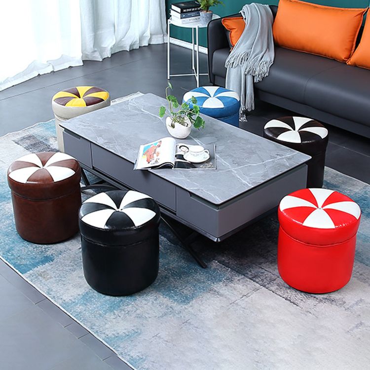 Water Resistant Round Standard Modern Color Lump Leather Ottoman