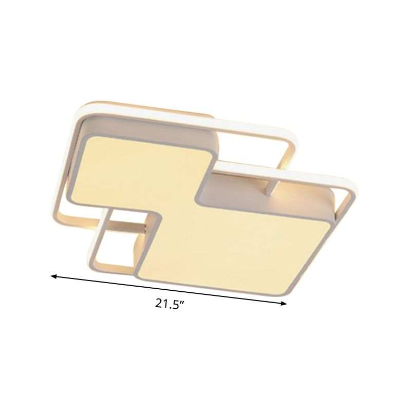 Lampe encastrée à LED géométrique noire/blanche 18"/21,5" W moderne en gel de silice proche du plafonnier en blanc/lumière 3 couleurs