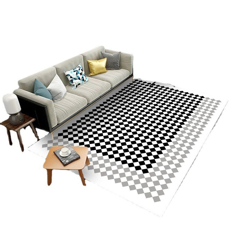 Moderner Schachbrett Teppich Polyester Teppich nicht rutschfestes Hintergrund Teppich für Wohnzimmer