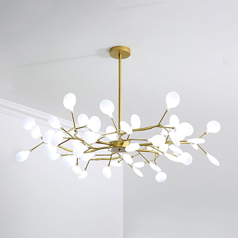 Nordic Trendy Firefly Chandelier Acrylic Living Room Ceiling Suspension Lamp in Gold