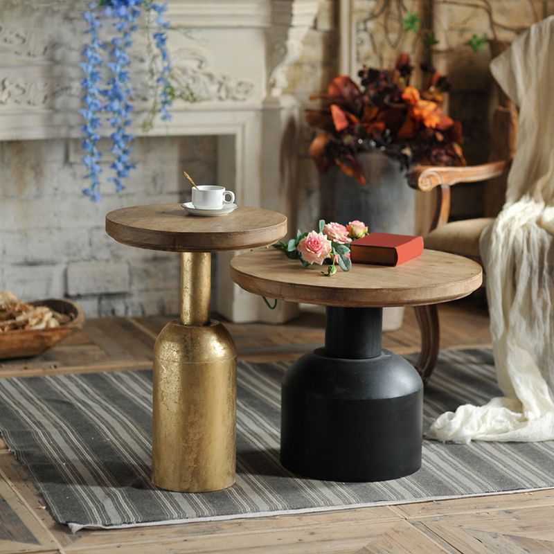 Solid Wood End Slide Table with Ironcraft Pedestal End Table