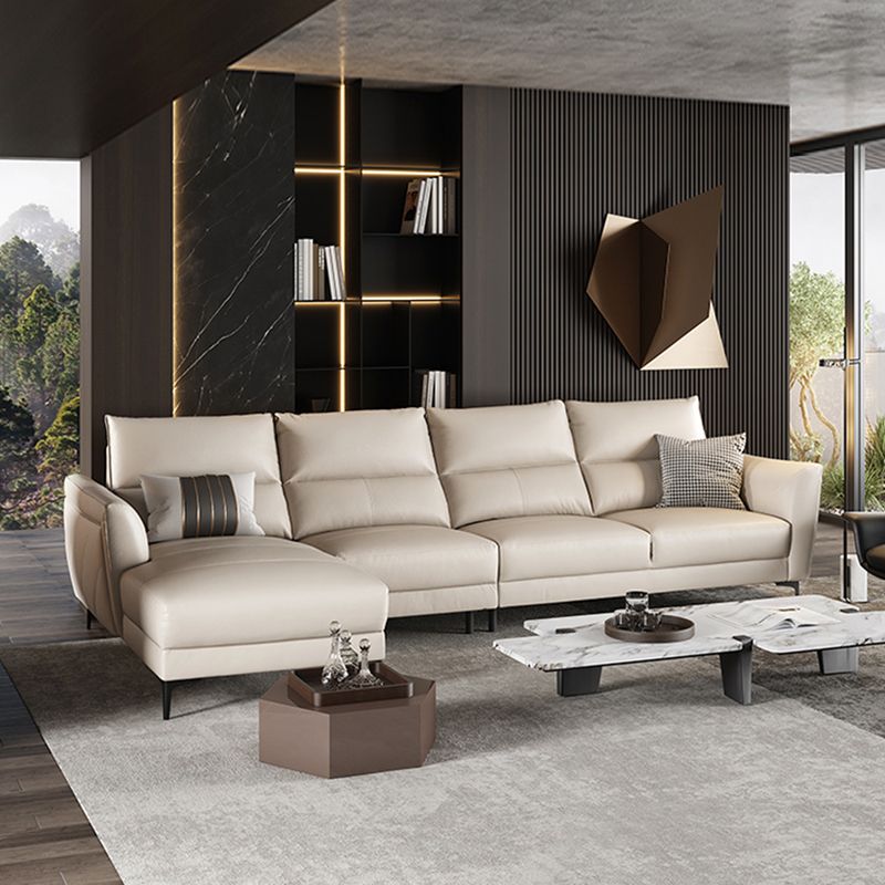 Genuine Leather Square Arm Sectionals -Contemporary Sectional Couch
