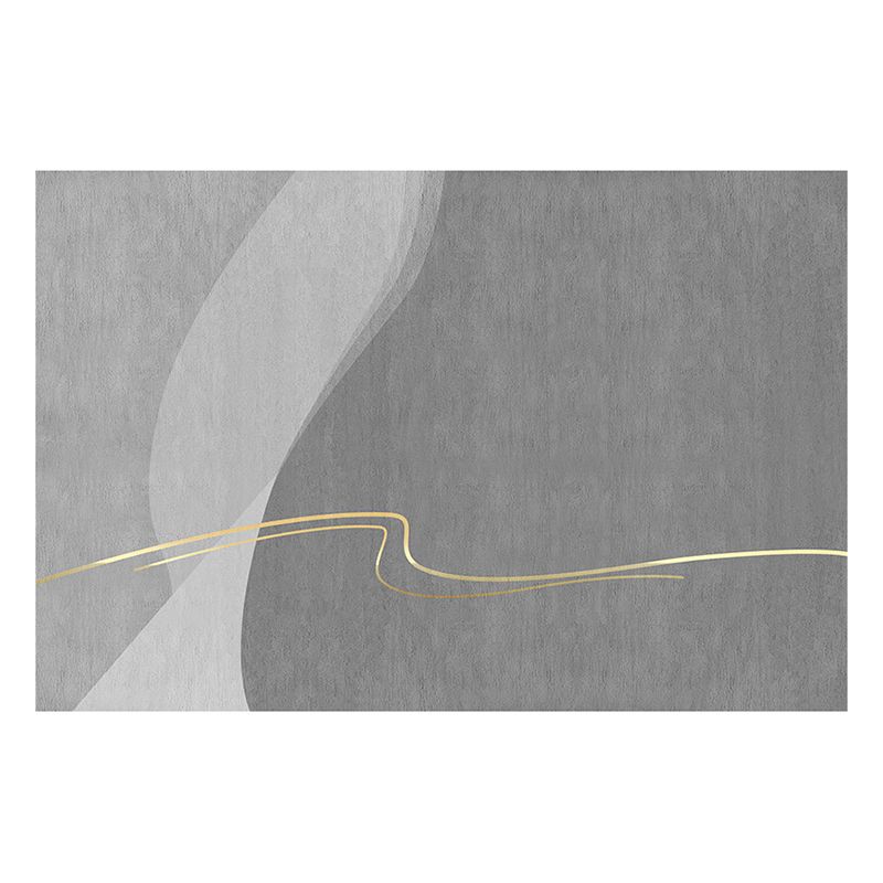 Grey Modern Carpet Geometric Pattern Polyester Area Carpet Stain Resistant Rug for Home Decor