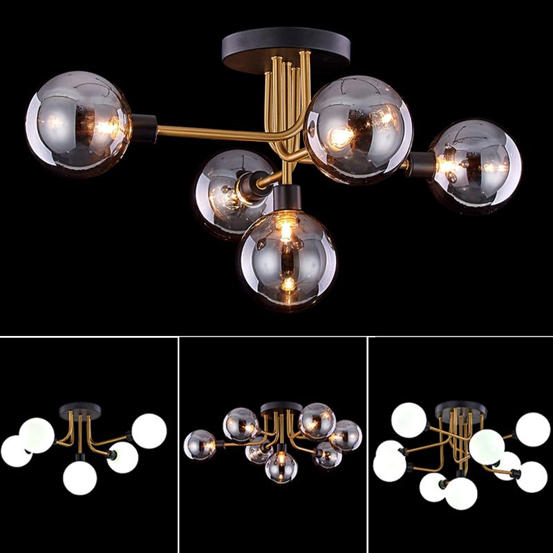 Plafonnier rond en verre semi-affleurant, luminaire de style simple, lustre semi-encastré