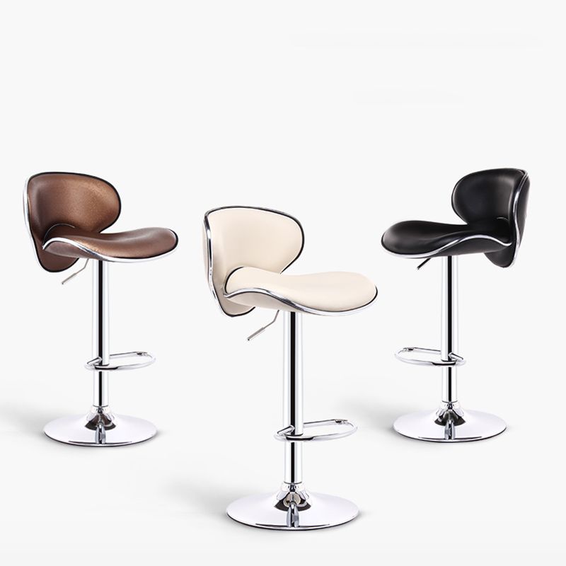 Scandinavian Adjustable Height Swivel Counter Stools Metal Leather Bar Stools