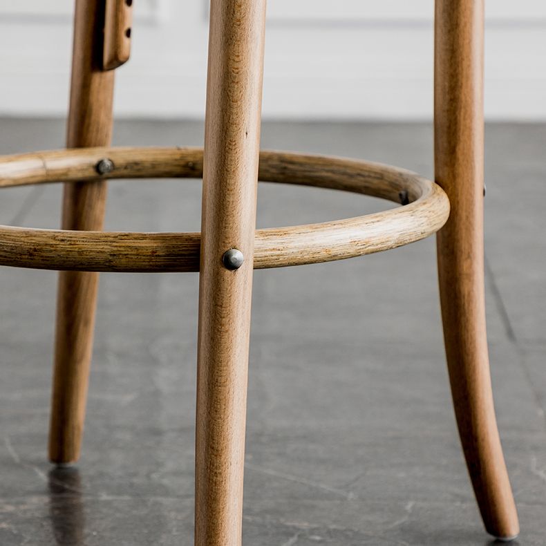 Modern Style Solid Wood Backrest Counter High Stool with 4 Legs
