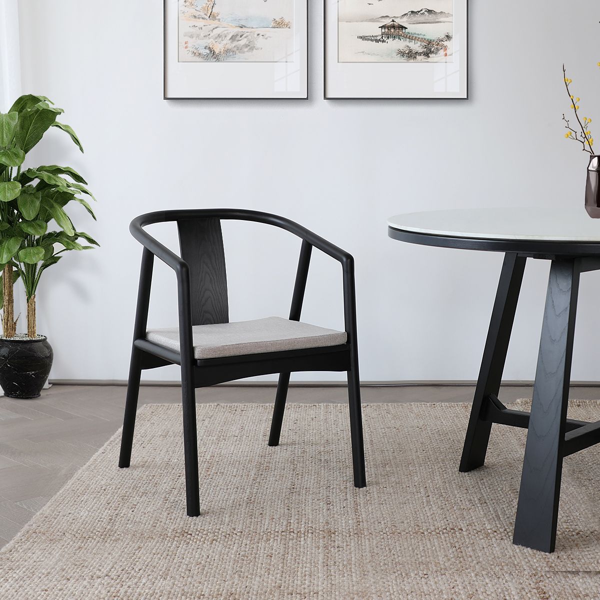 Traditional Style Chairs Dining Arm Chairs with Wooden Legs for Kitchen