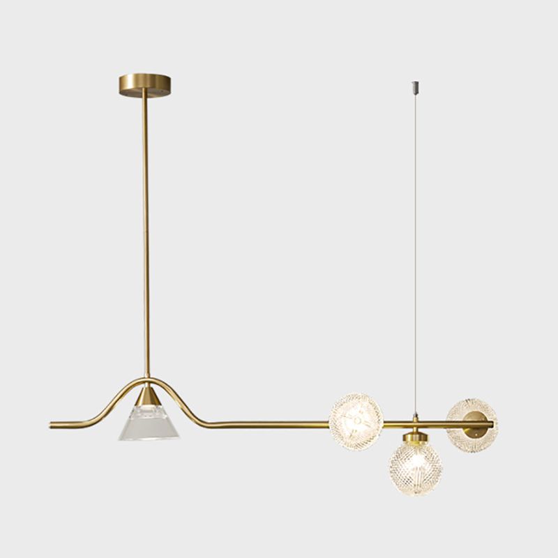 Gold Island Lights Modern Multi-Head Geometry Restaurant Hanging Lamps with Glass Shade