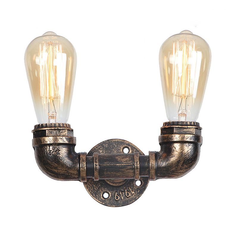 Old Brass Creative Water Pipe Wall Sconce Retro Industrial Style Mini Wall Lamp for Restaurants Bar