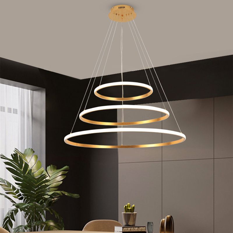 3-Tier Minimalism Chandelier Lighting Fixtures Metal LED Hanging Chandelier