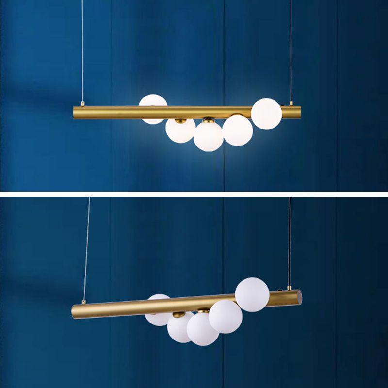 Modern Hanging Island Light Glass Hanging Lighting Fixture for Dining Room