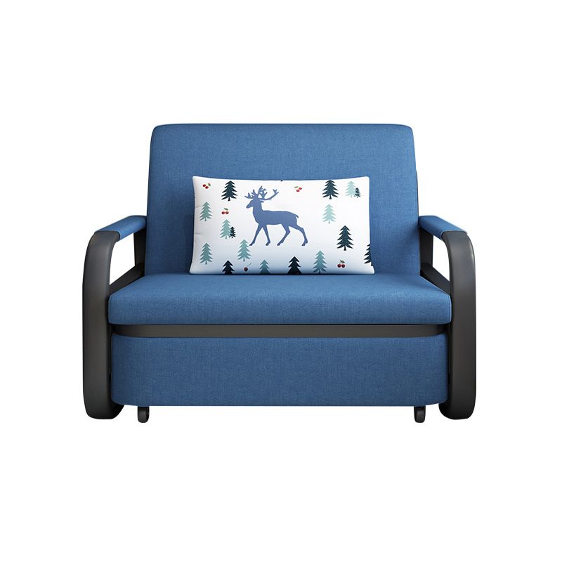 Linen Square Arm Sofa Bed 35.43" Wide Contemporary Convertible Sofa