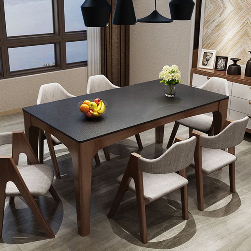 Rectangle Sintered Stone Dining Table Solid Wood Frame Dining Table
