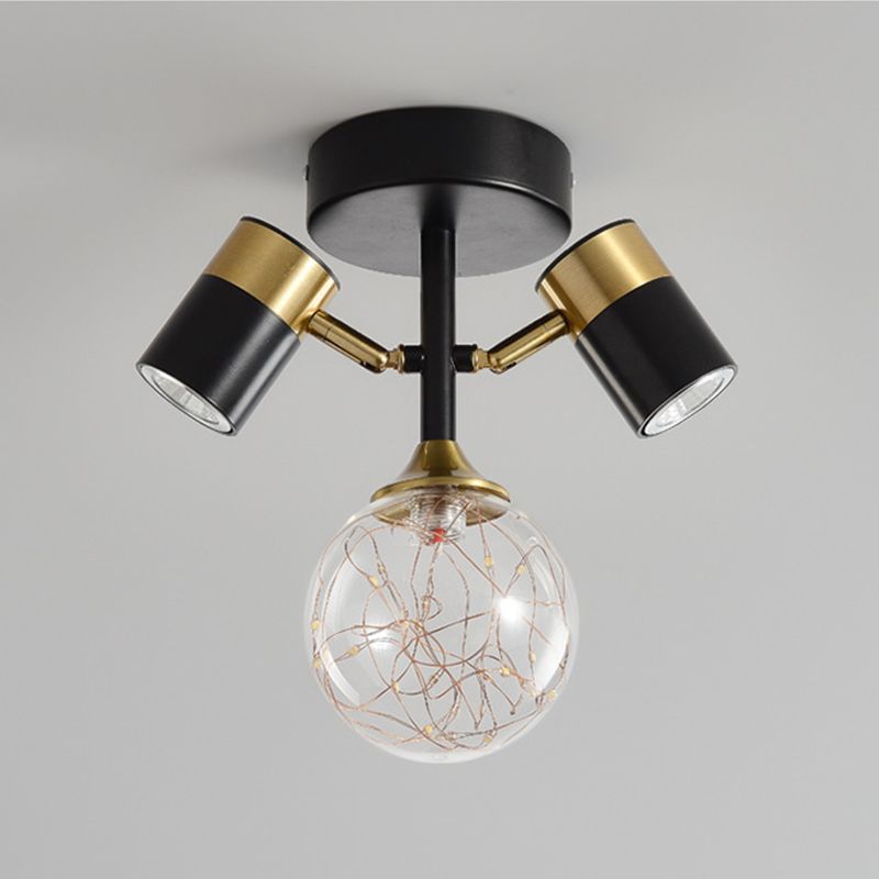 Contemporary Ceiling Light Fixture Metal Semi Flush Mount in Black for Corridor