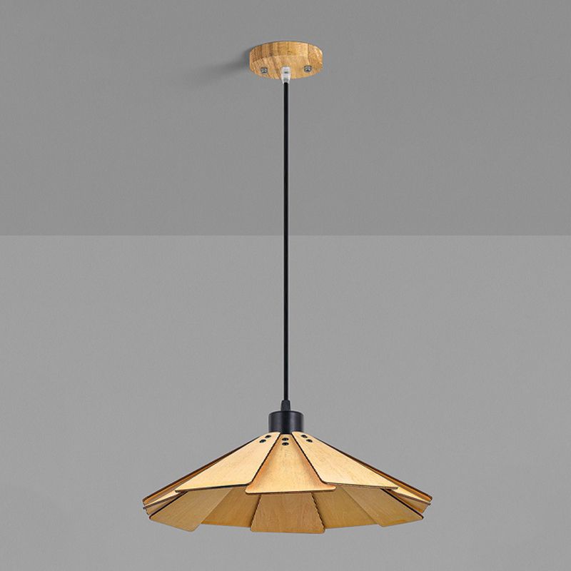 Nordic Wood Hanging Ceiling Light Modern Cone Suspension Lighting with 1 Light