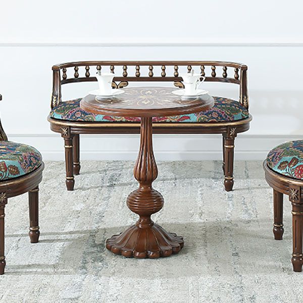 French Country Style Wooden Top Side Table 26.77" Tall Pedestal End Table