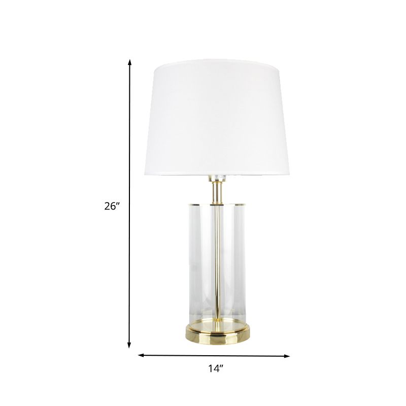 Modernismo 1 scrivania head leggera leggera lampada da tavolo da tamburo affusolato conico con tonalità in tessuto