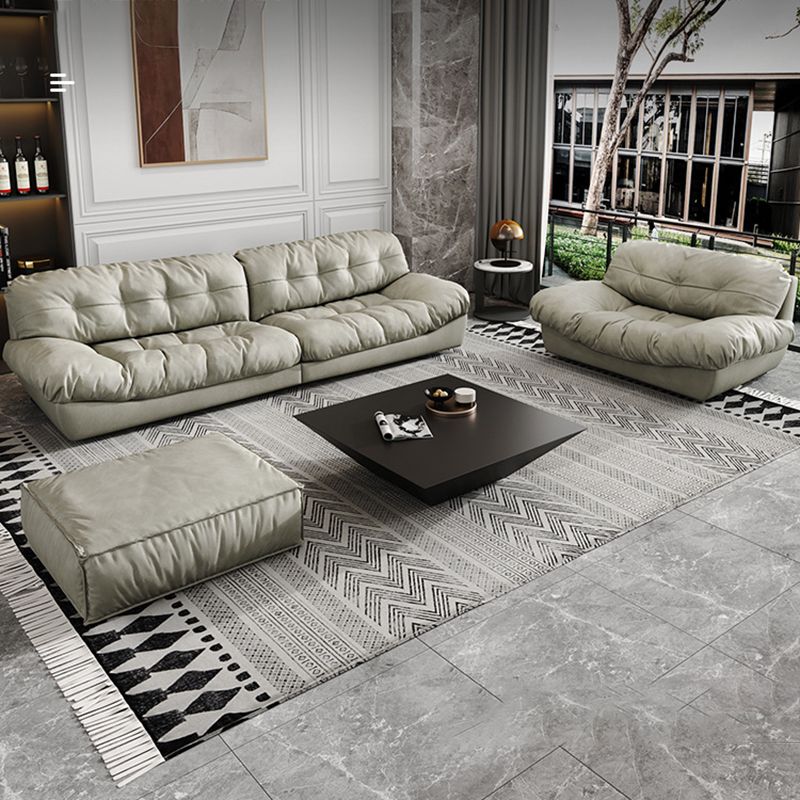 Modern Style Sofa with Pillow Back Sponge Cushion Frosted Velvet & Imitation Leather