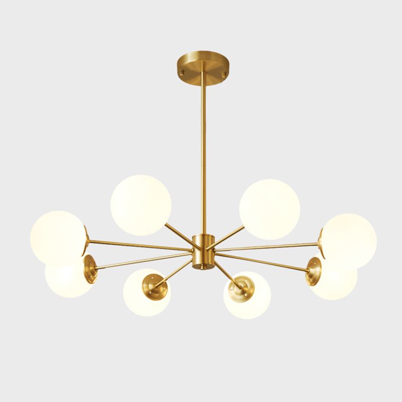 Modern Chandelier Light Fixtures Multi-Head Gold Hanging Pendant Lamps with Glass Shade