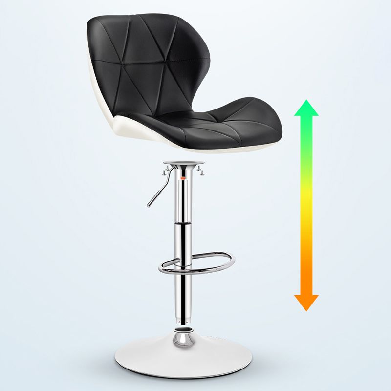 Scandinavian Metal Barstool Faux Leather Footrest Adjustable Counter Stool