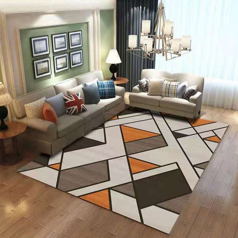 Modern Geometric Print Carpet Polyester Indoor Rug Non-Slip Backing Area Carpet for Living Room