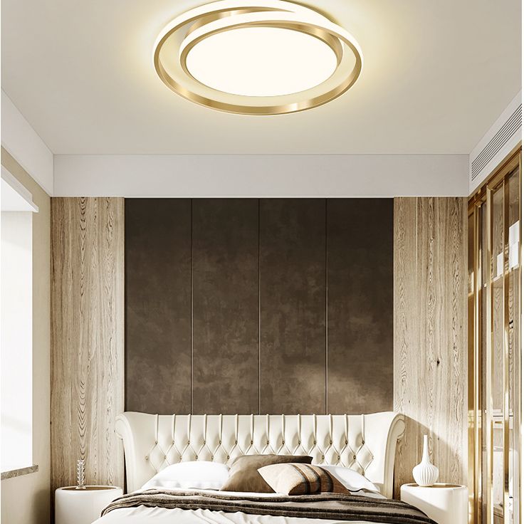 Ronde plafondlamp in eenvoudige stijl, acryl LED-slaapkamer, inbouwlamp in geborsteld goud