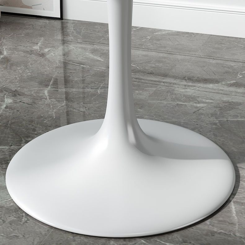 Minimalist White and Black Round Table with Tulip Style for 4 Person