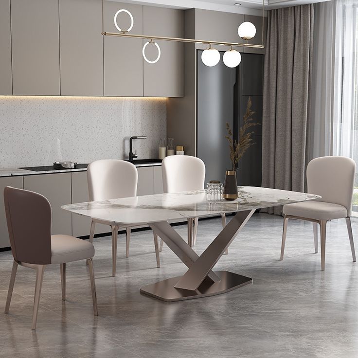 Glam Style Dining Rectangle Table Dining Sintered Stone Table for Home Use