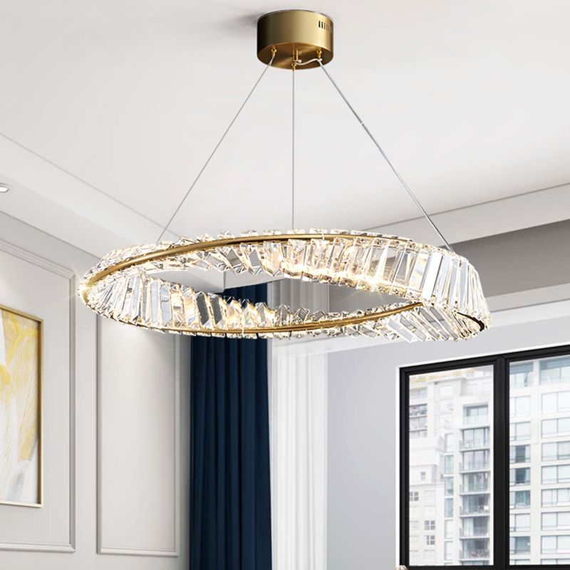 Cosco de techo contemporáneo colgante de iluminación de oro de cristal para sala de estar