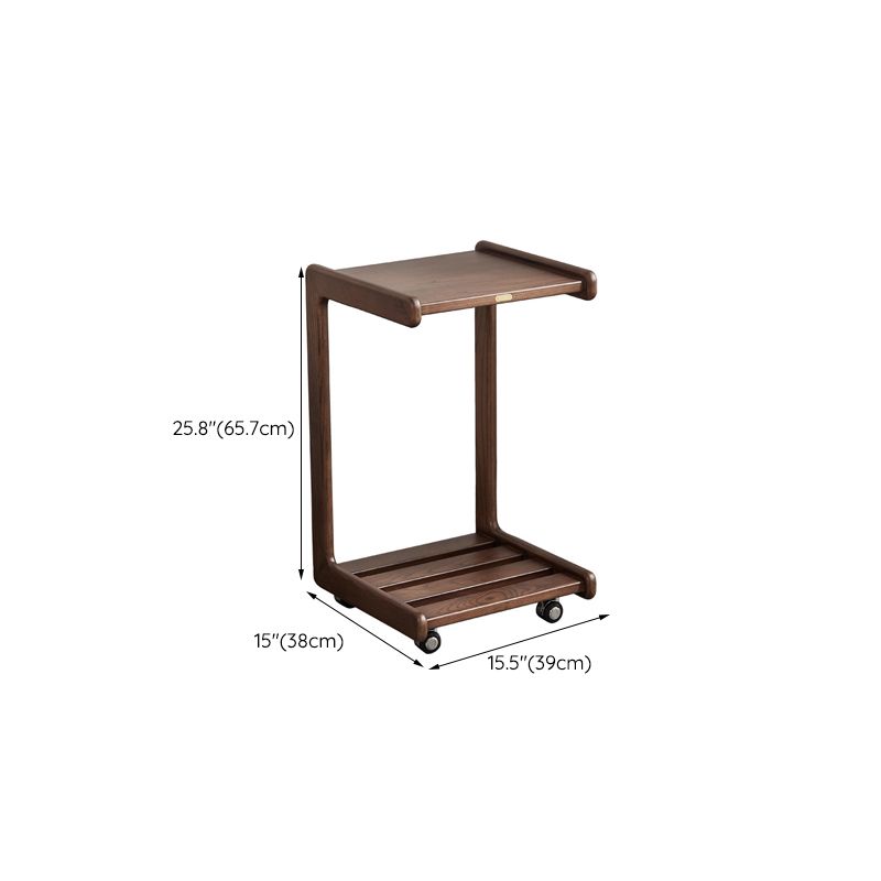 Contemporary End Table Solid Wood Brown Living Room Side Table
