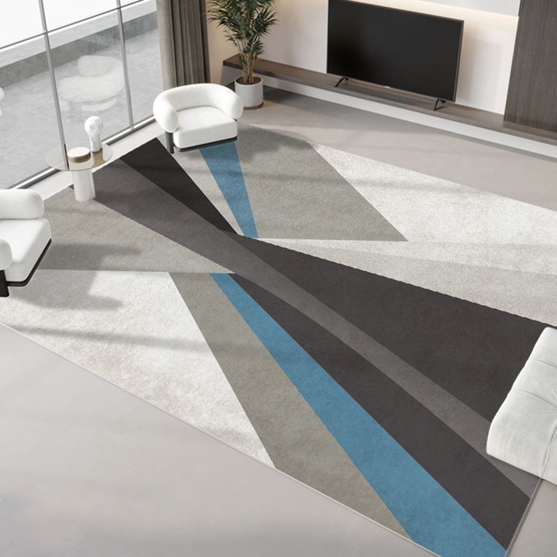 Light Gray Modern Rug Polyester Graphic Indoor Rug Non-Slip Backing Rug for Home Decor