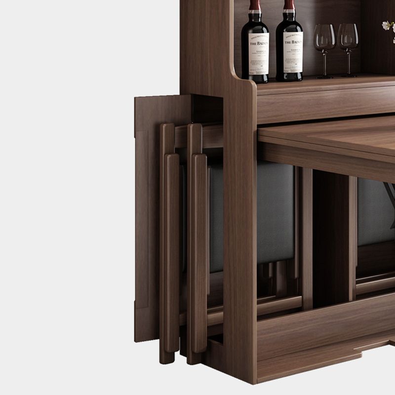 Modern Rectangle Folding Wood Dining Table for Small Space with Storage