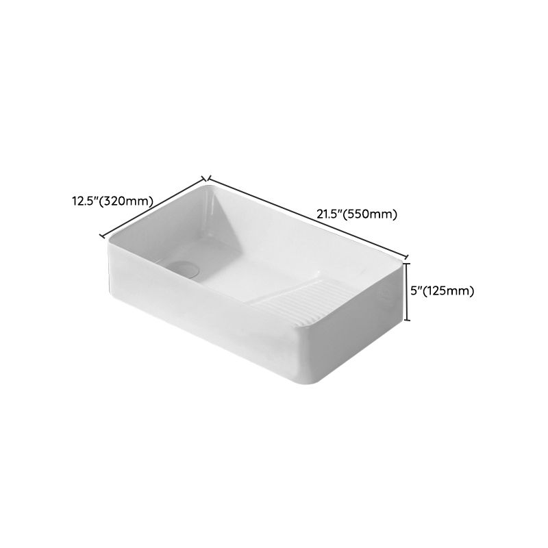 Traditional Vessel Bathroom Sink Rectangular Porcelain with Pop-Up Drain Vessel