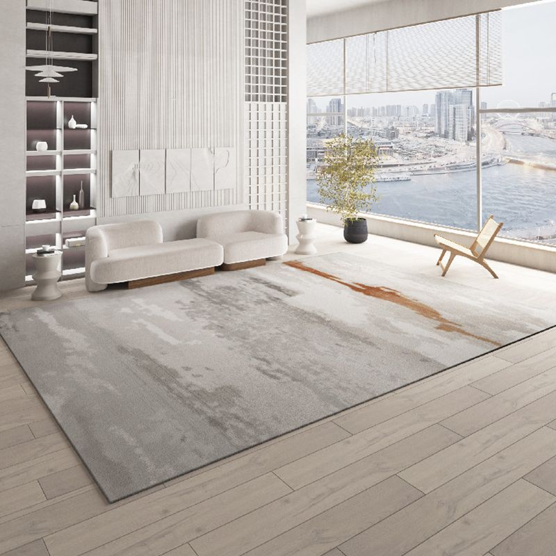 Grey Tie-Dye Print Carpet Modern Polyester Area Rug Stain Resistant Rug for Living Room