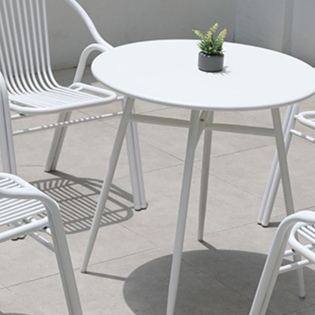 White Round Patio Dining Sets Boho 1/2/3/5/7 Pieces Dining Table Set