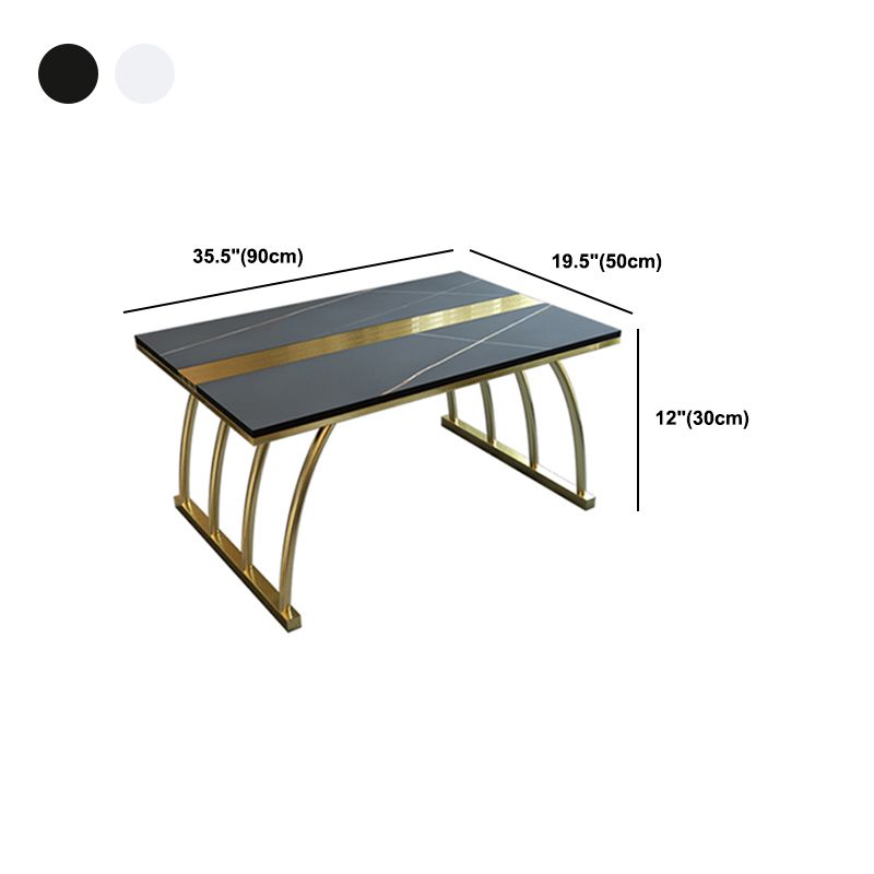 Glam 11.8" H Rectangle Slate Coffee Table Steel Sled Cocktail Table