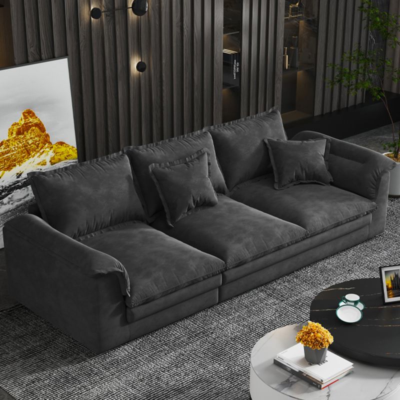 Contemporary Grey Loose Back Sofa & Chaise Pillow Top Arm Sofa - 29.92" H